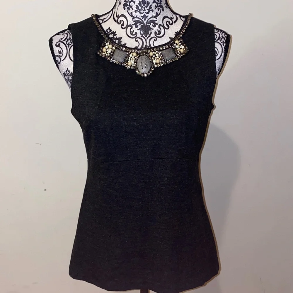 3/$45 Cabi The Glitz Sleeveless Top Embellished Neckline Size 4 Style #508 - Picture 1 of 15
